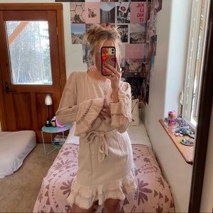 NWT Selfie Leslie cream crochet edge minidress